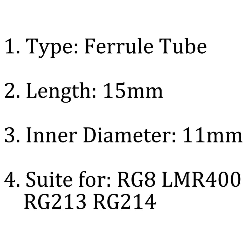 10 Uds. Tubo de virola de manga de crimpado para conector de Cable RG8 LMR400 RG213 RG214