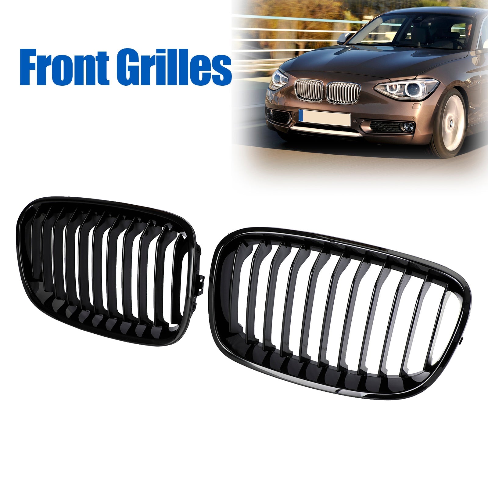 2012-2014 BMW 1 Series F20 F21 2PCS Front Bumper Kidney Grill Grille