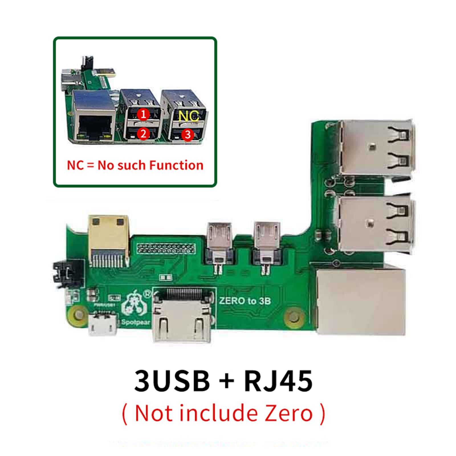 Expansion Board Zero Pi0 USB HUB RJ45 HAT fit for Raspberry Pi Zero 2w to 3B