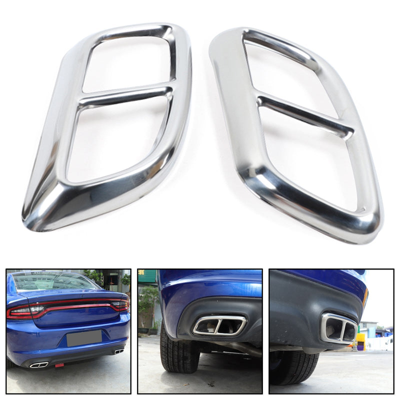 2PCS Stainless Rear Exhaust Tail Muffler Decor Cover Trim For Charger 2015+ Generic