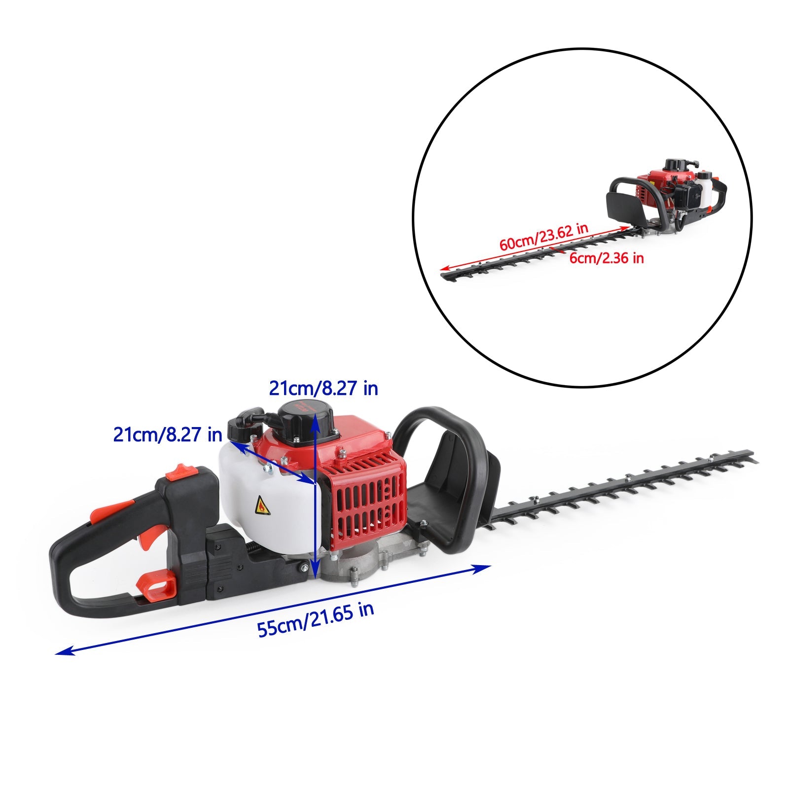 Hedge Trimmer 24" Double Sided Blade 26cc Gas Hedge Trimmer Recoil Gasoline Trim Blade