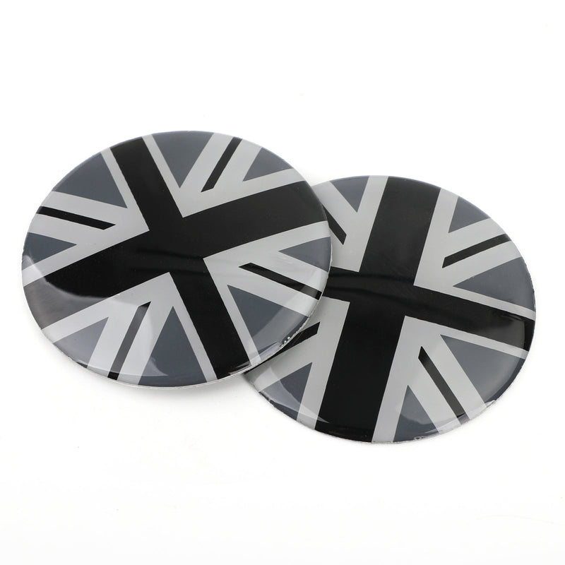 Emblema de la tapa del cubo del centro de la rueda Calcomanía de la insignia Black Union Jack Bandera del Reino Unido para Mini Cooper Generic
