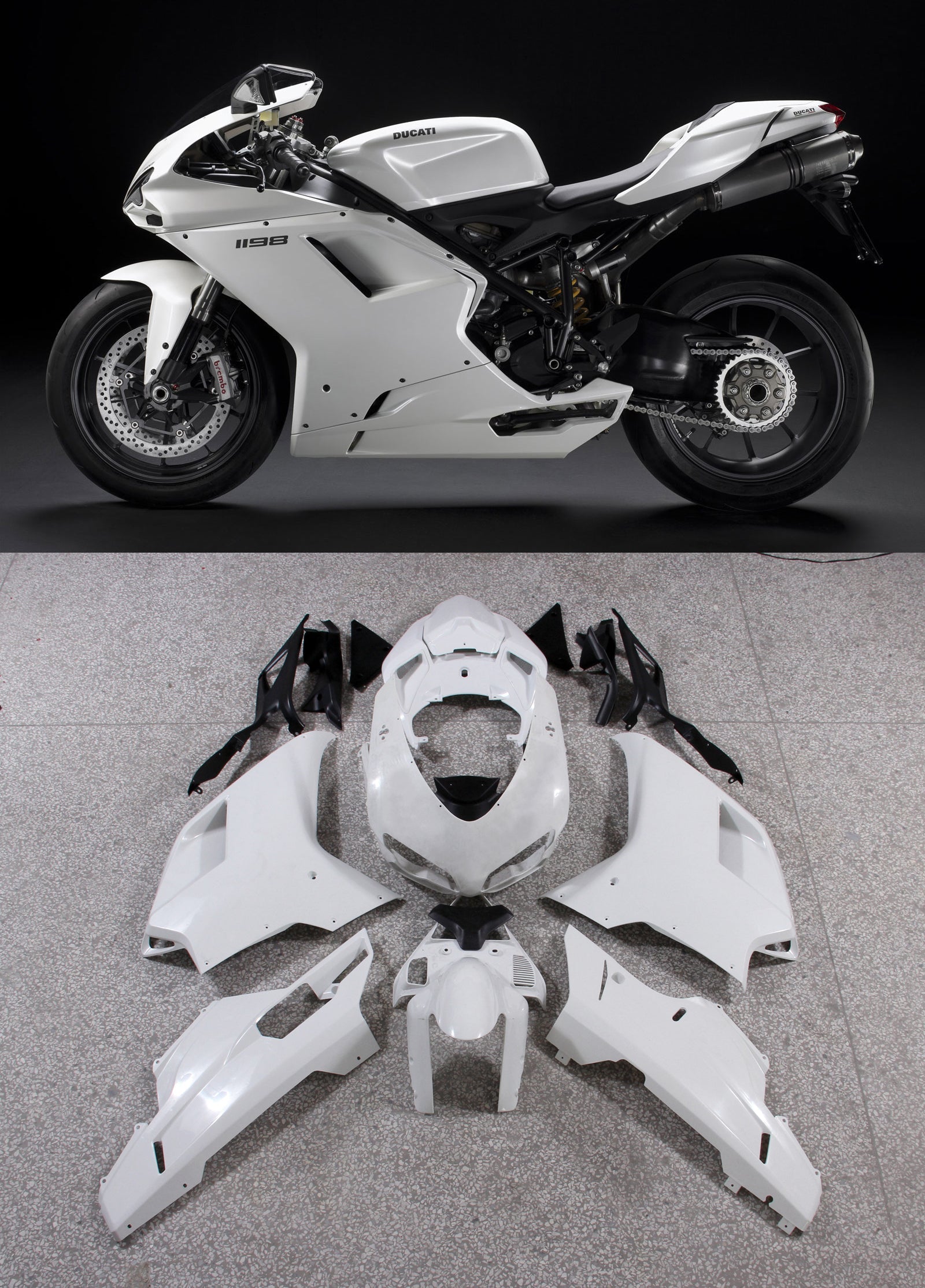 Fairings 2007-2012 Ducati 1098 1198 848 White 1198  Generic