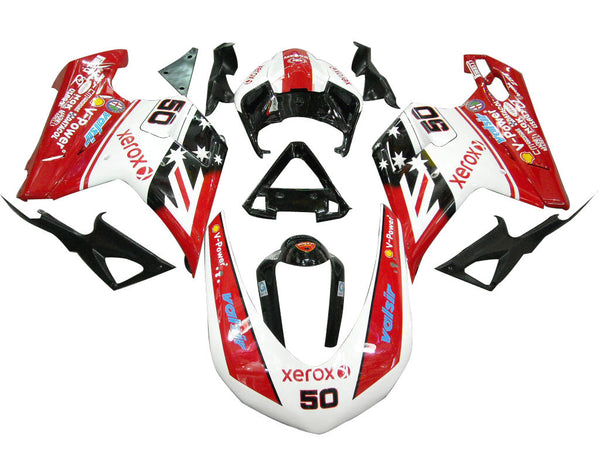 Fairings for 2007-2012 Ducati 1098 1198 848 Red & White Xerox No.50  Generic