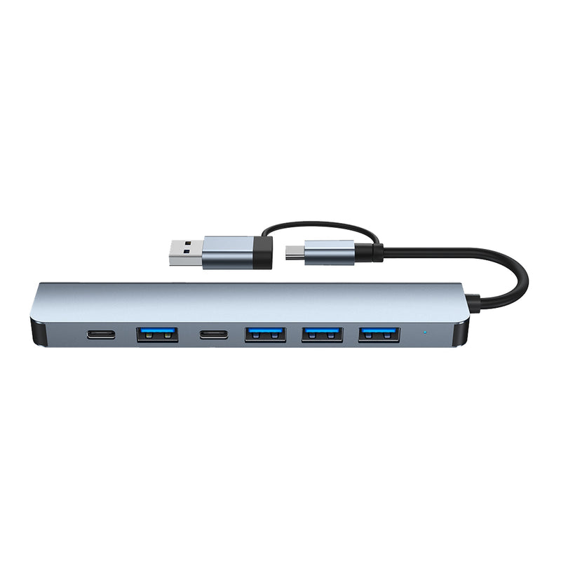 USB + Tipo C Interfaz dual 7 en 1 Adaptador de concentrador USBC Base usb3.0+USB 2.0*2+SD+TF