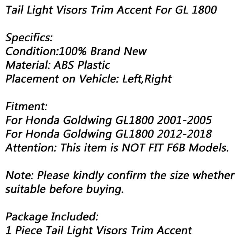 ABS البلاستيك العلوي الجذع الذيل ضوء أقنعة تقليم لهجة لهوندا Goldwing GL1800 عام