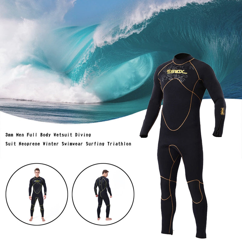 Traje de neopreno de 3MM para hombre, traje de buceo para surf, triatlón de cuerpo completo para esnórquel