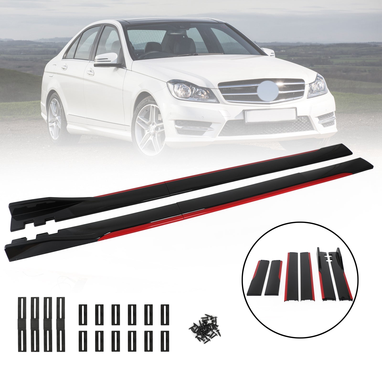 78.7" Universal Side Skirt Extensions Rocker Panel Splitters Lip Polypropylene