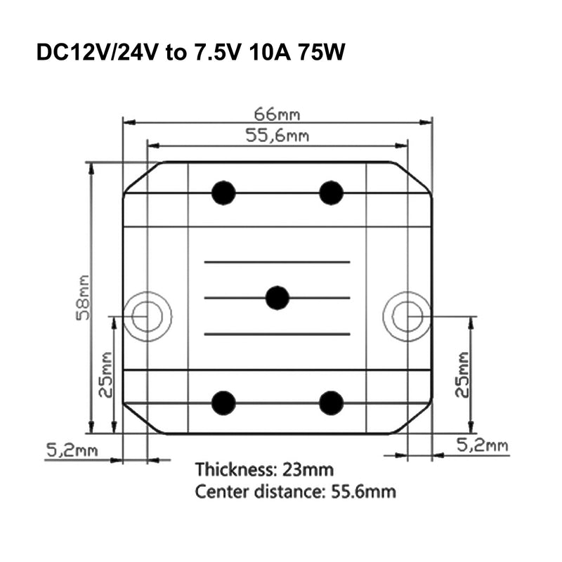 DC 12V / 24V a 7.5V 10A 75W Convertidor Regulador Fuentes de alimentación Transformador