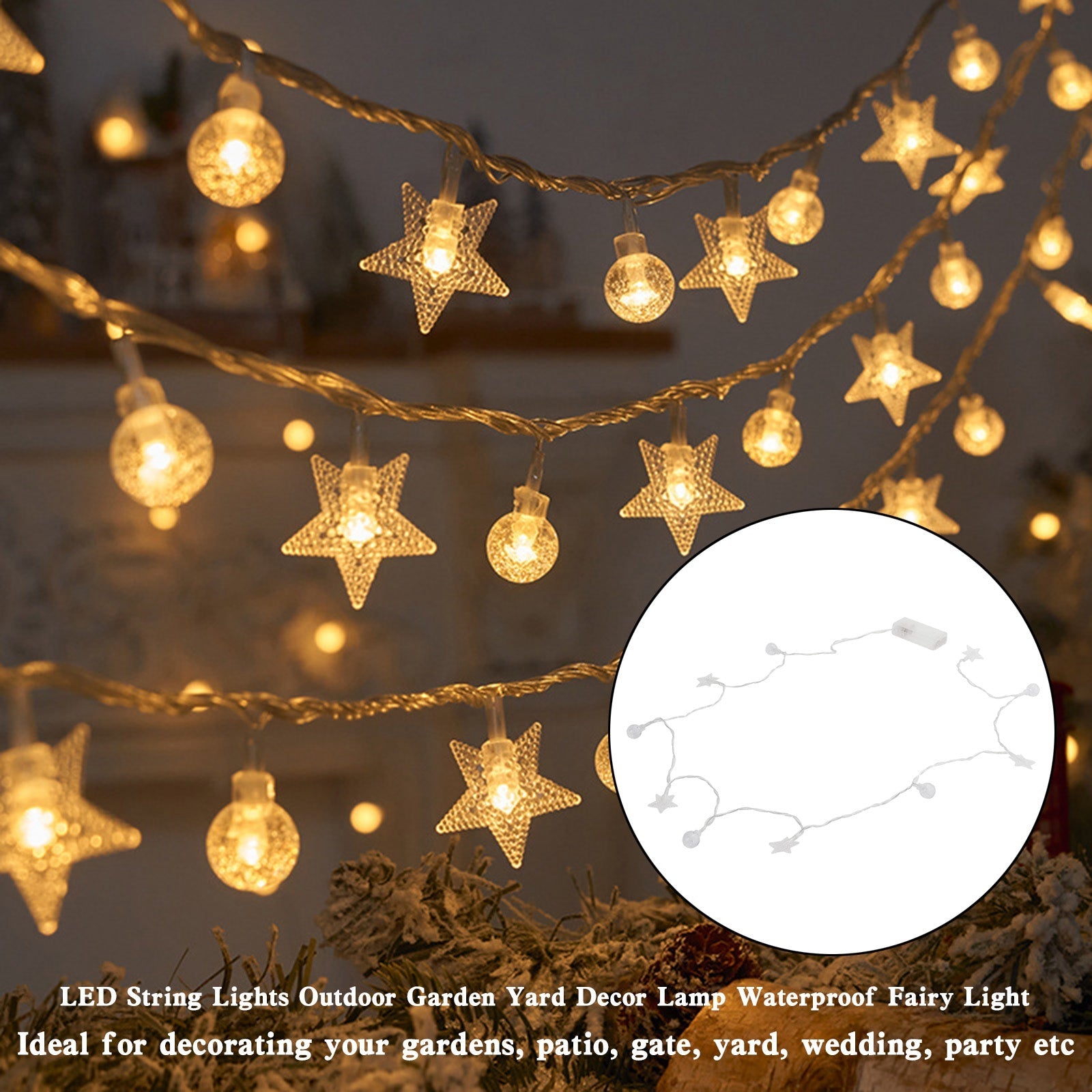 LED String Lights Outdoor Garden Yard Decor Lamp Waterproof Fairy Light