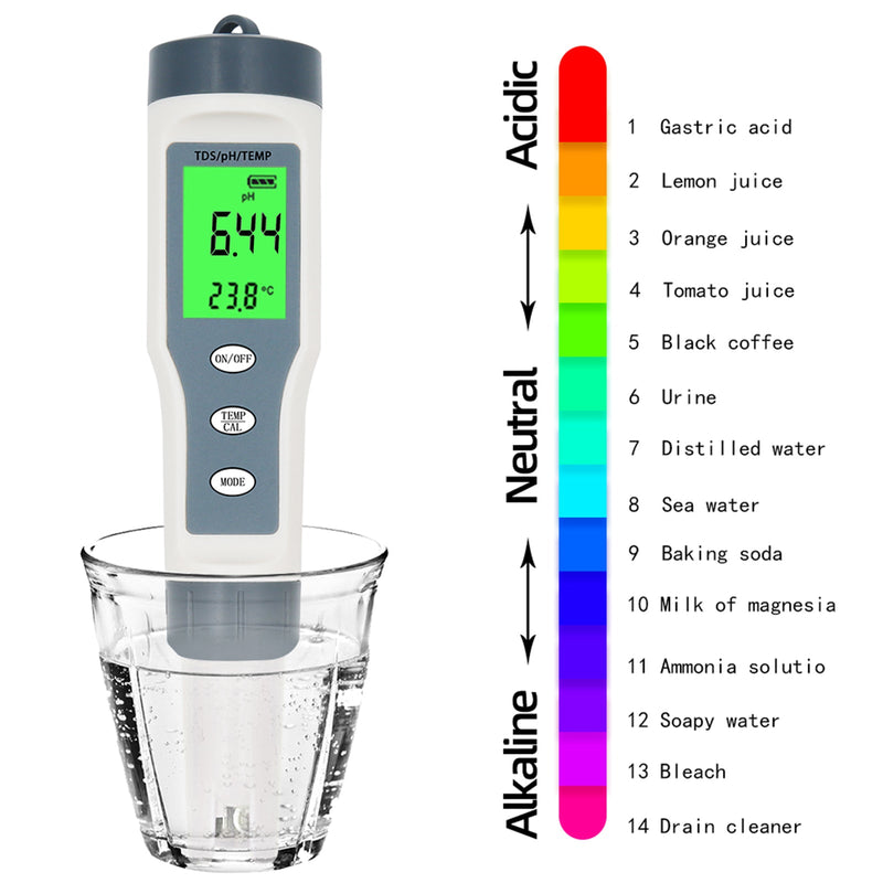 3 en 1 Digital PH TDS TEMP impermeable medidor de calidad del agua herramienta de pluma de prueba