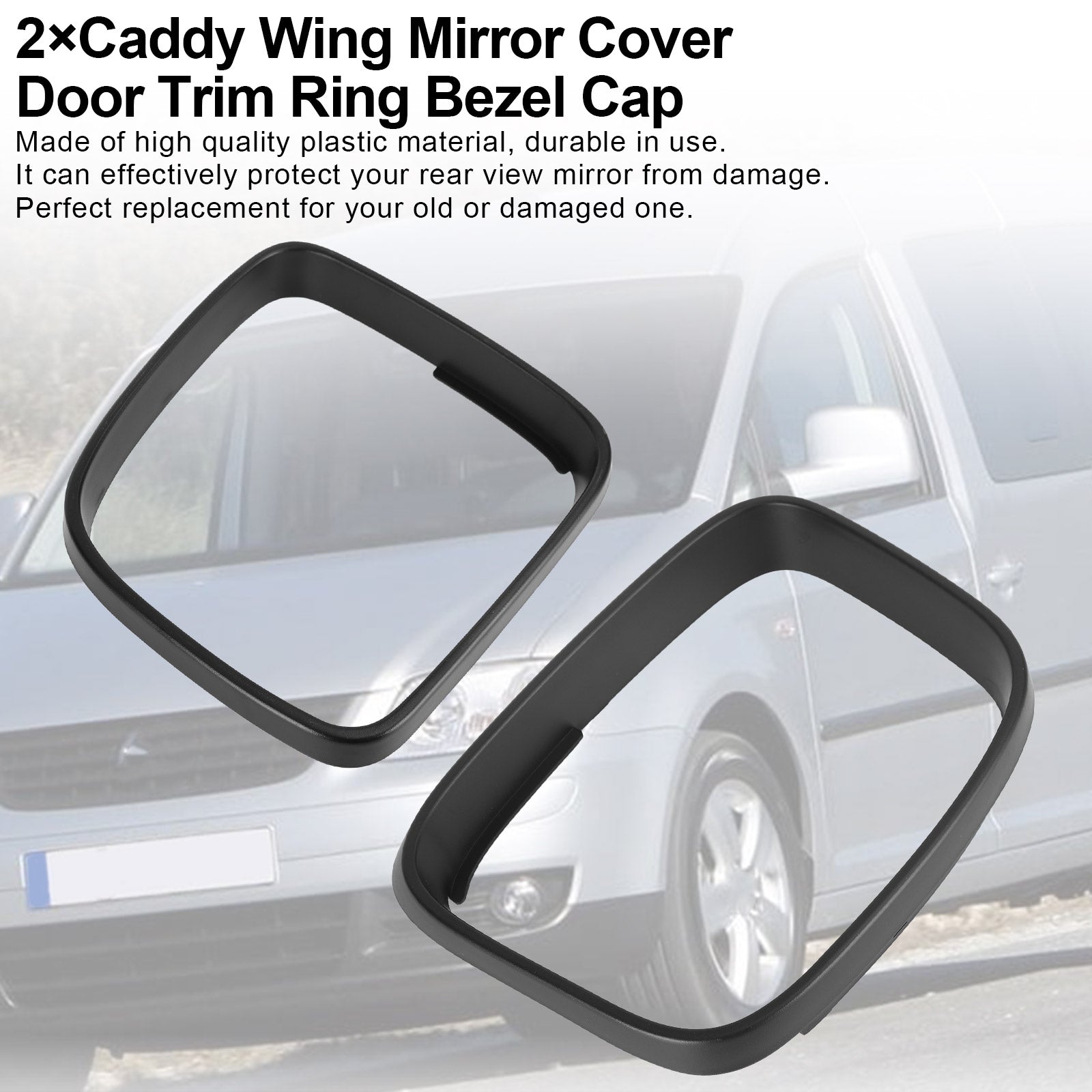 2* Caddy Wing Mirror Cover Door Trim Ring Bezel Cap for VW Transporter T5 Generic