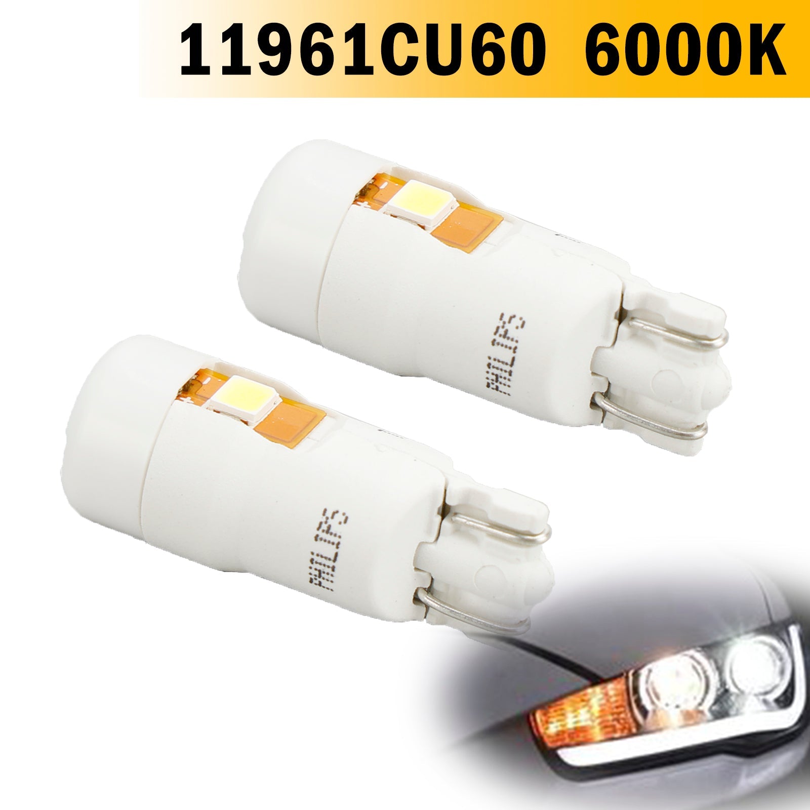 For Philips 11961CU60X2 Ultinon Pro6000 LED-T10 6000K White Light