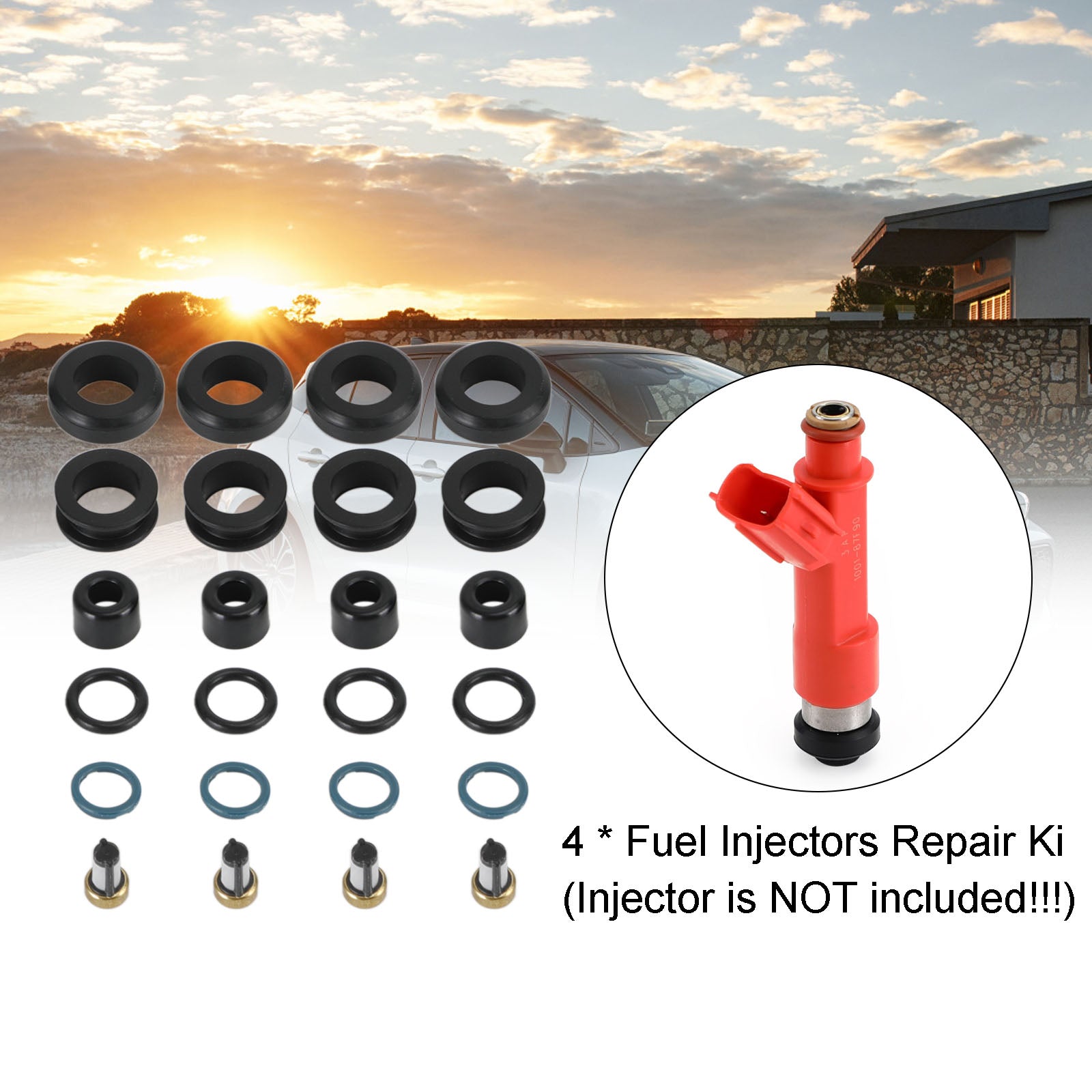 4 Uds. Kit de sellado de reparación de inyectores de combustible 1001-87F90 compatible con Toyota Corolla 1.8L compatible con Lotus