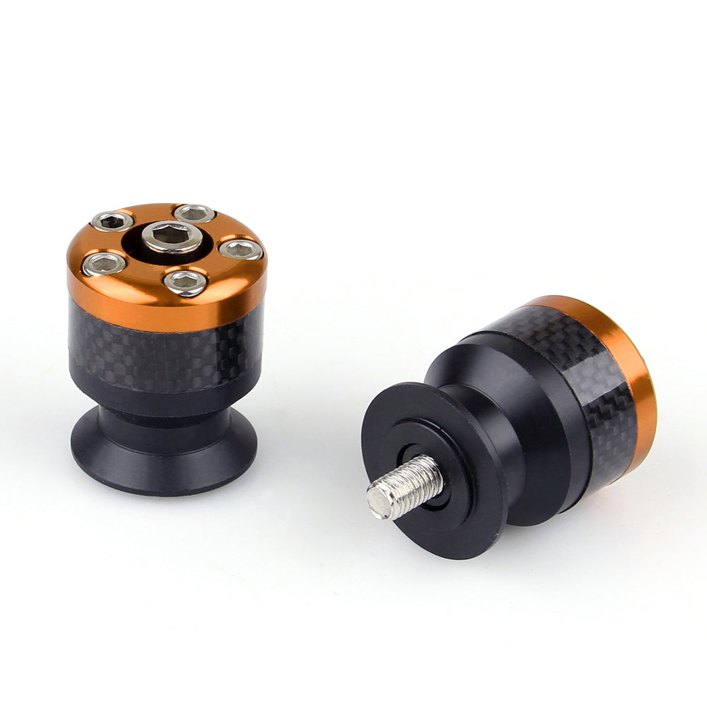 Universal motocicleta CNC fibra de carbono 10mm basculante Sliders Spools naranja genérico