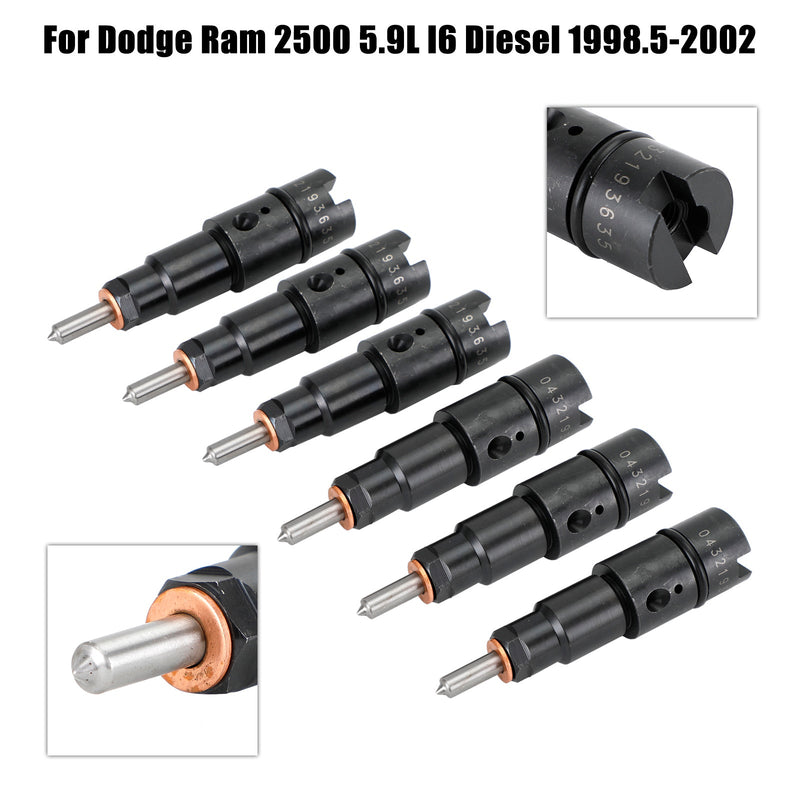 1998-2002 Dodge Cummins 5.9L 40-50 HP 6PCS Fuel Injectors 0432193635 RV275