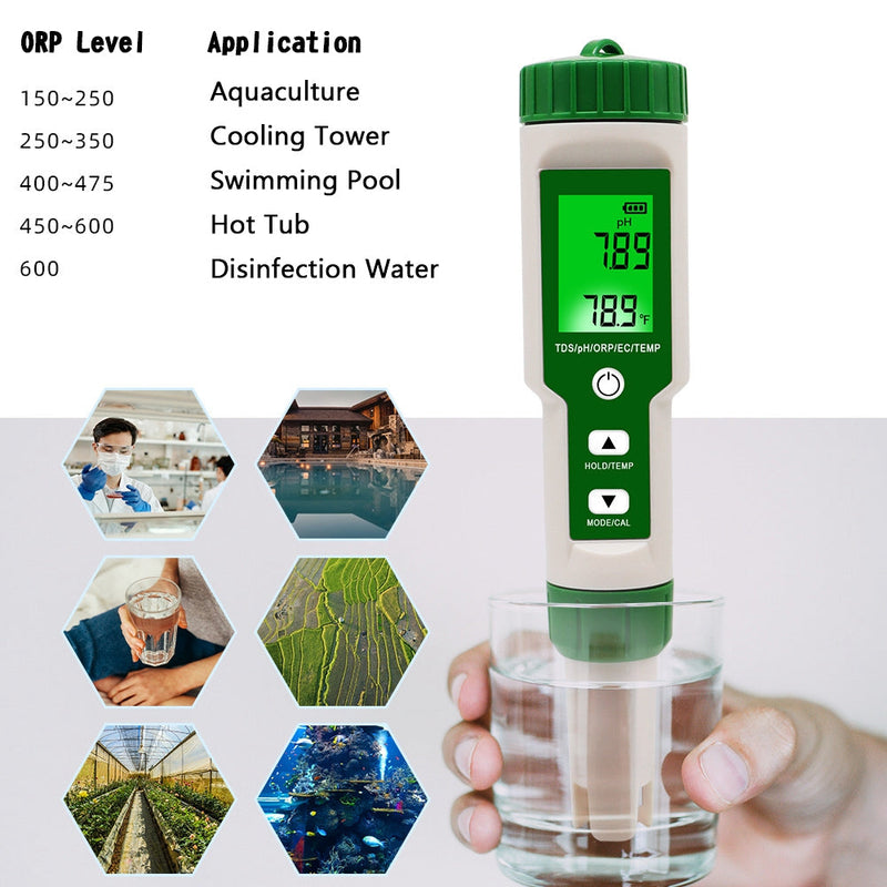 5 في 1 الرقمية PH TDS EC ORP درجة حرارة المياه جهاز اختبار جودة الماء متر أداة الاختبار
