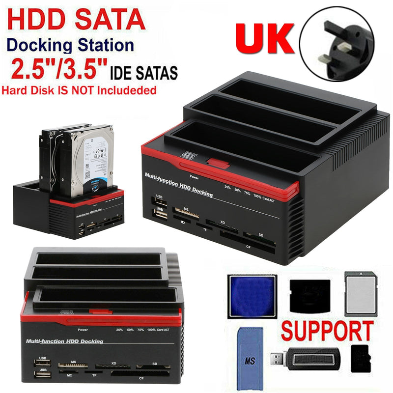 Multifunction 2.5 3.5" HDD Docking Station UKB 3.0 Clone Hard Drive Card UK