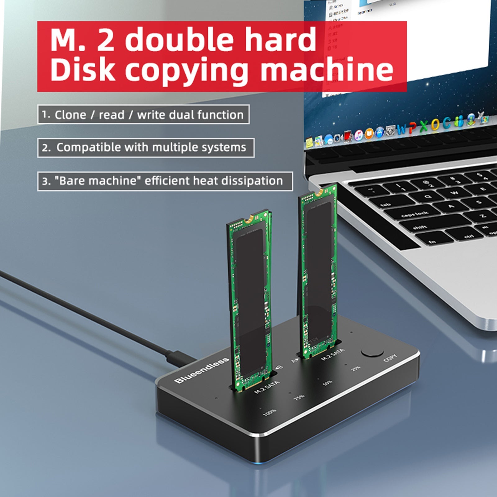 NVME SATA M.2 SSD estación de acoplamiento duplicador SSD caja de unidad de estado sólido para EE. UU.