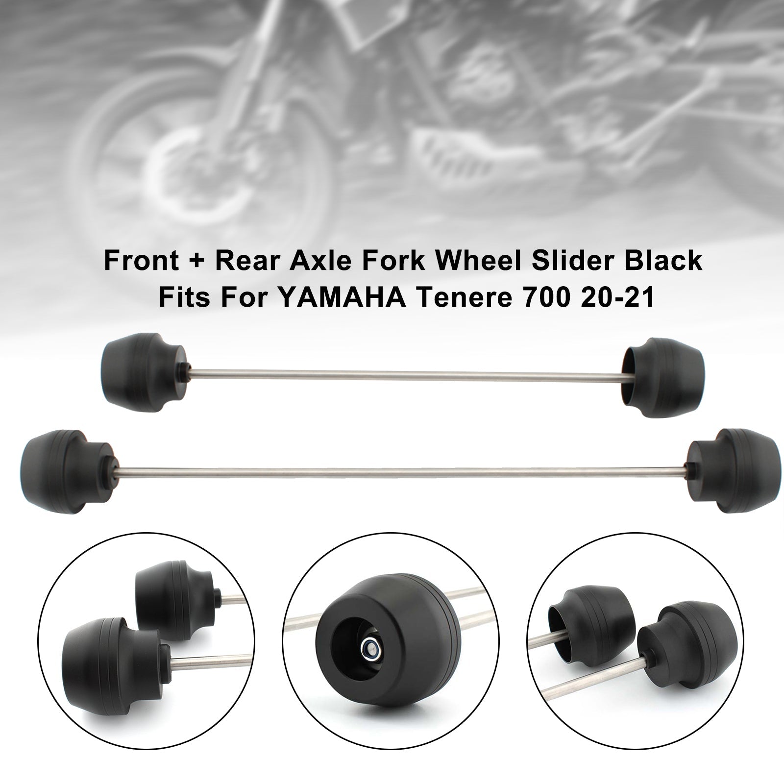 2020-2023 Yamaha Tenere 700 Front + Rear Axle Fork Wheel Slider Cnc Black