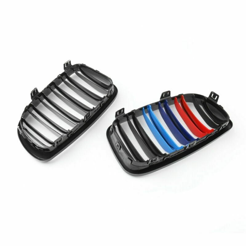 2xGloss أسود Mcolor المصد الأمامي مصبغة الكلى لسيارات BMW E81 E82 E87 E88 07-12 عام 