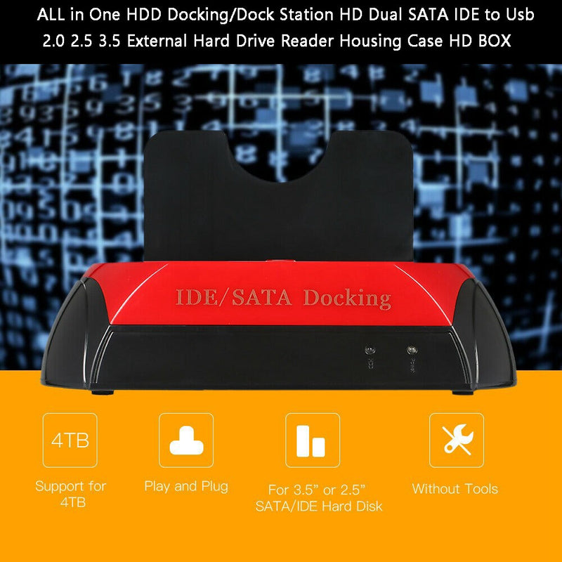 محطة إرساء محرك الأقراص الصلبة الخارجية USB 2.0 إلى IDE/SATA 2 Bay 2.5 بوصة 3.5 بوصة HDD US