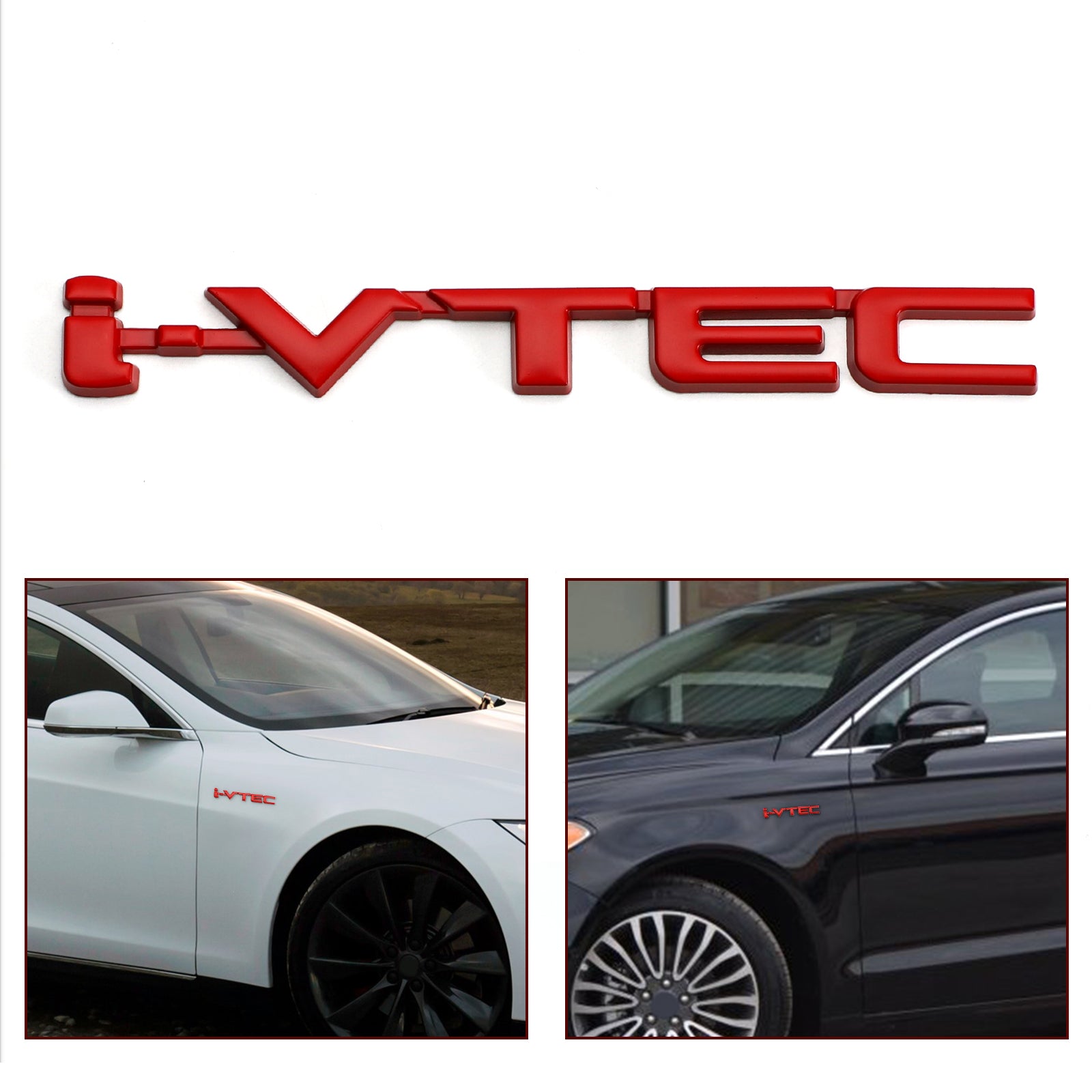 ملصقات معدنية ثلاثية الأبعاد i-VTEC لصندوق السيارة الخلفي Turbo Fender شعار شارة ملصقات فضية عامة