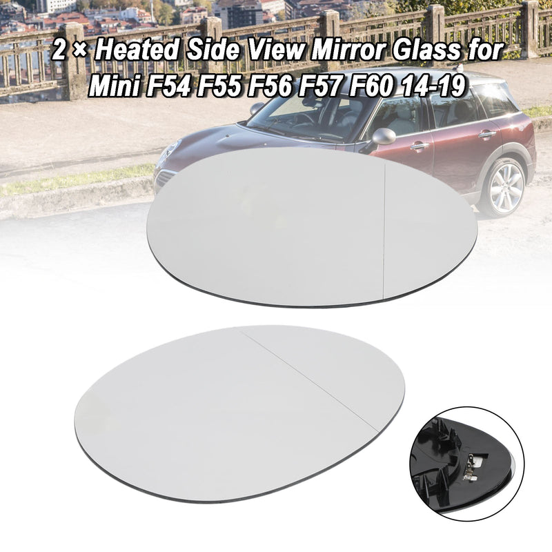 2014-2019 Mini F54 F55 F56 F57 F60 2 × زجاج مرآة الرؤية الجانبية المُسخن