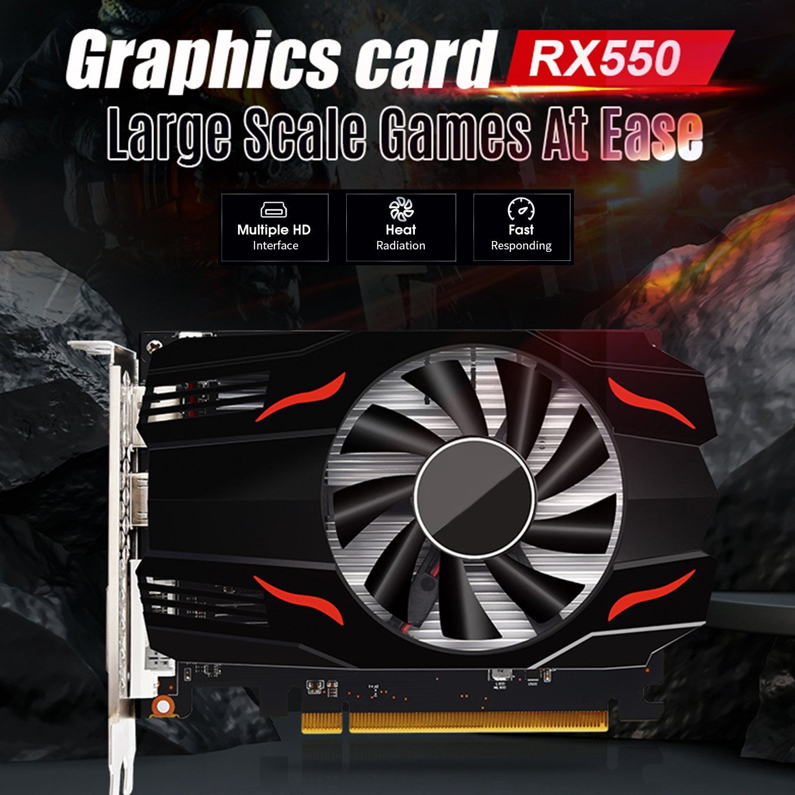 Tarjeta gráfica RX550 DDR5 4G Tarjeta gráfica independiente Interfaz de pantalla HD