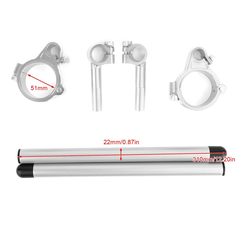 Universal Adjustable Rotatable CNC Billet Clip Ons Fork Tube Handlebar Kit 51mm Generic