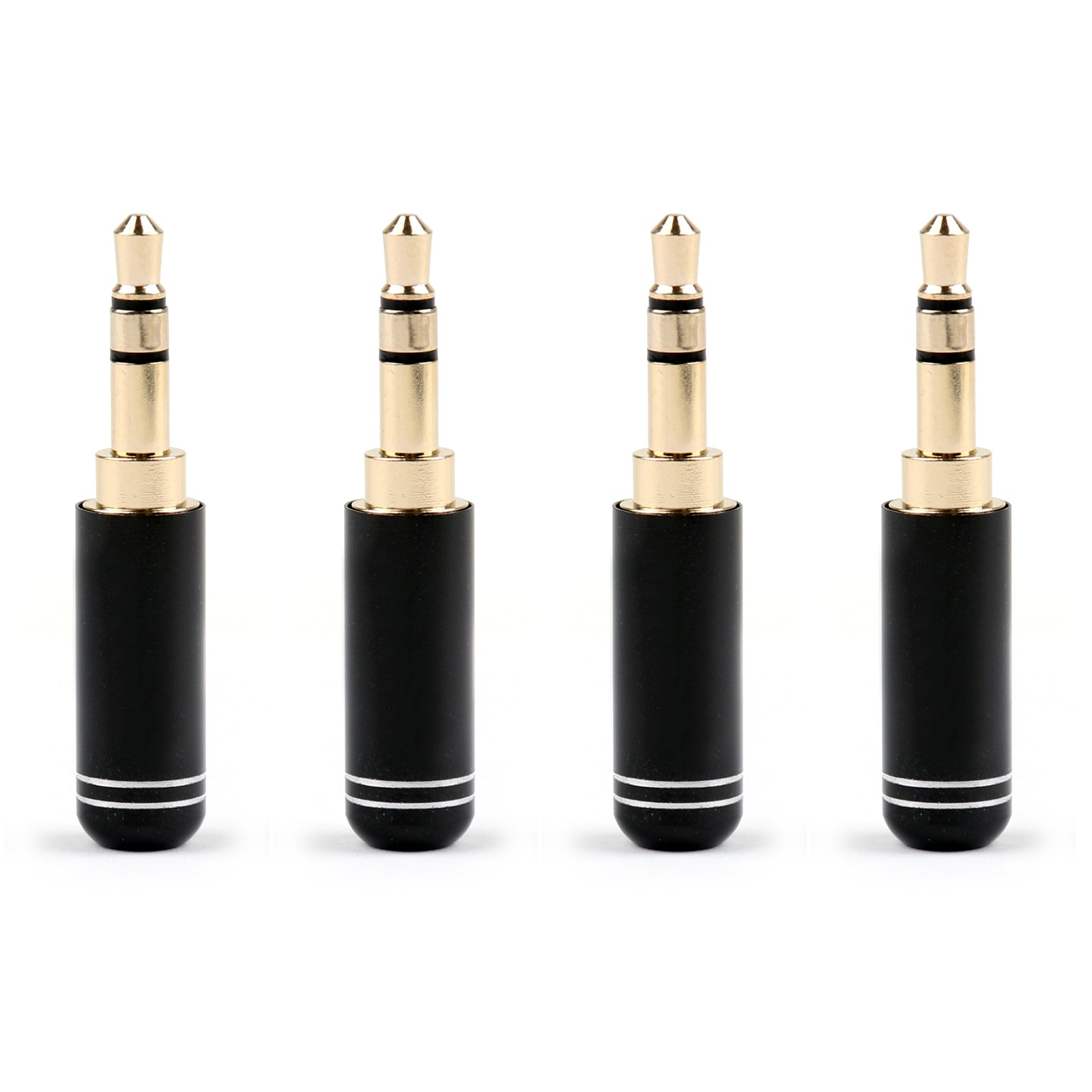 4xUpgraded Copper Gold Plated 3.5mm Male Stereo Mini Jack Plug Headphone Black