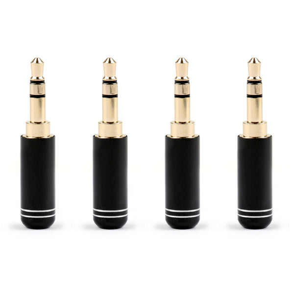 4x Actualizado Cobre Chapado en oro 3.5mm Macho Estéreo Mini Jack Plug Auriculares Negro