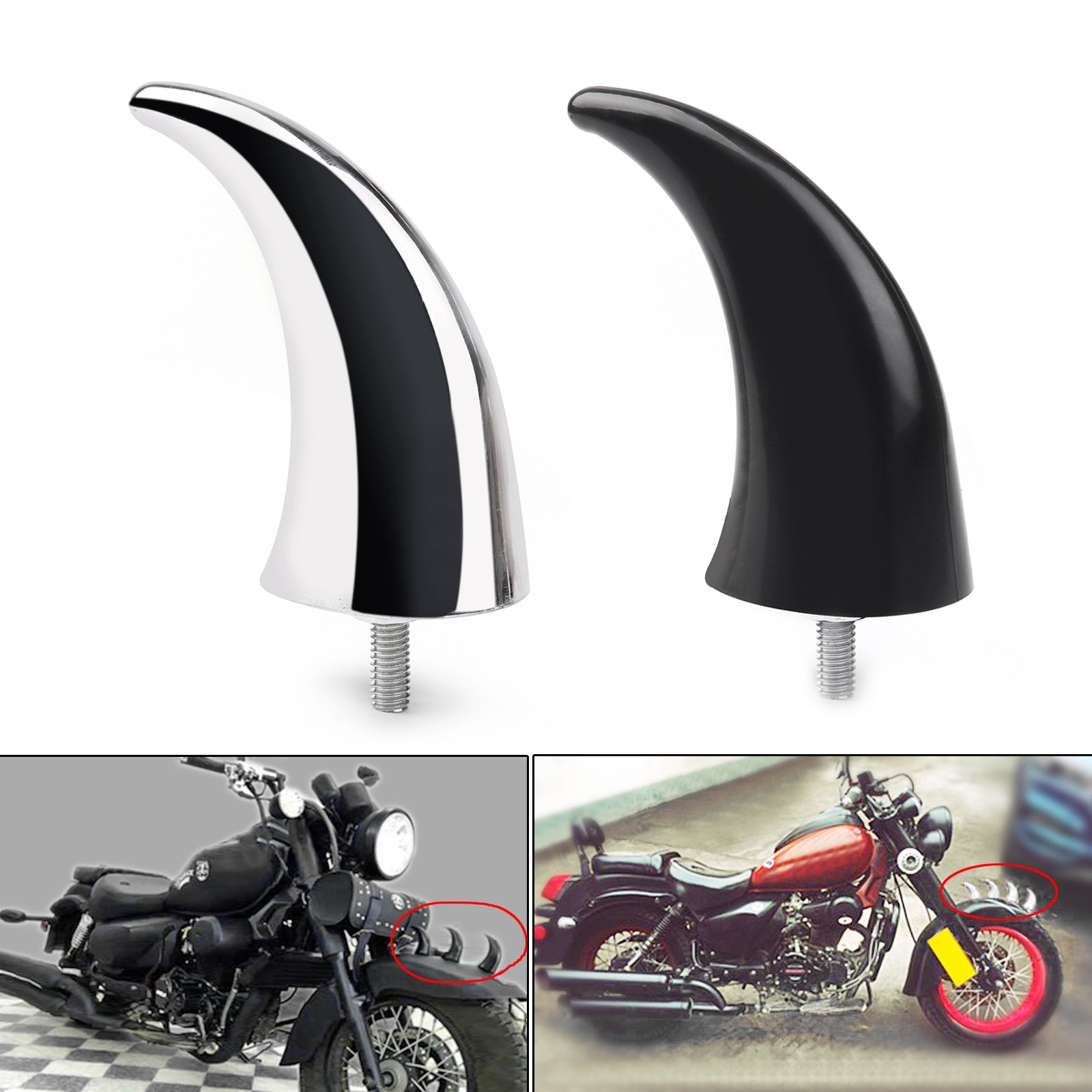 1X Motor ABS Front Mudguard Fender Decoration Horn Tip For Dyna Glide Blk Generic