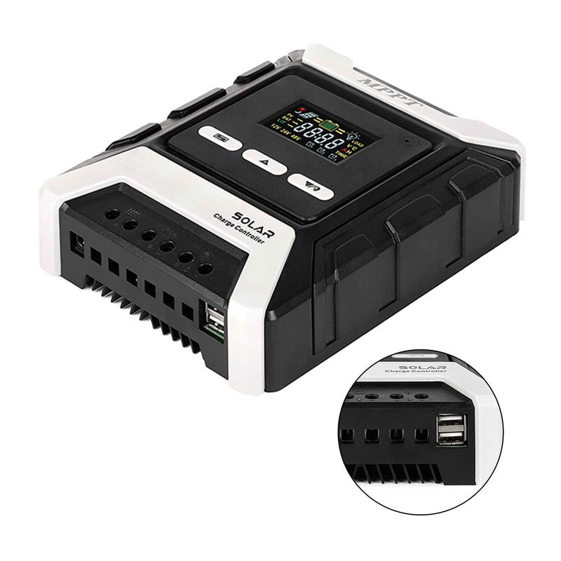 12/24/48 فولت 20A MPPT لوحة التحكم في الشحن بالطاقة الشمسية منظم البطارية USB مزدوج