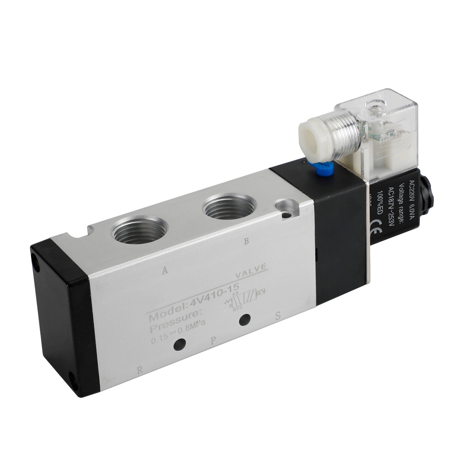 Válvula de aire solenoide eléctrica neumática 4V410-15 AC 220V 2 posiciones 5 vías PT 1/2 "