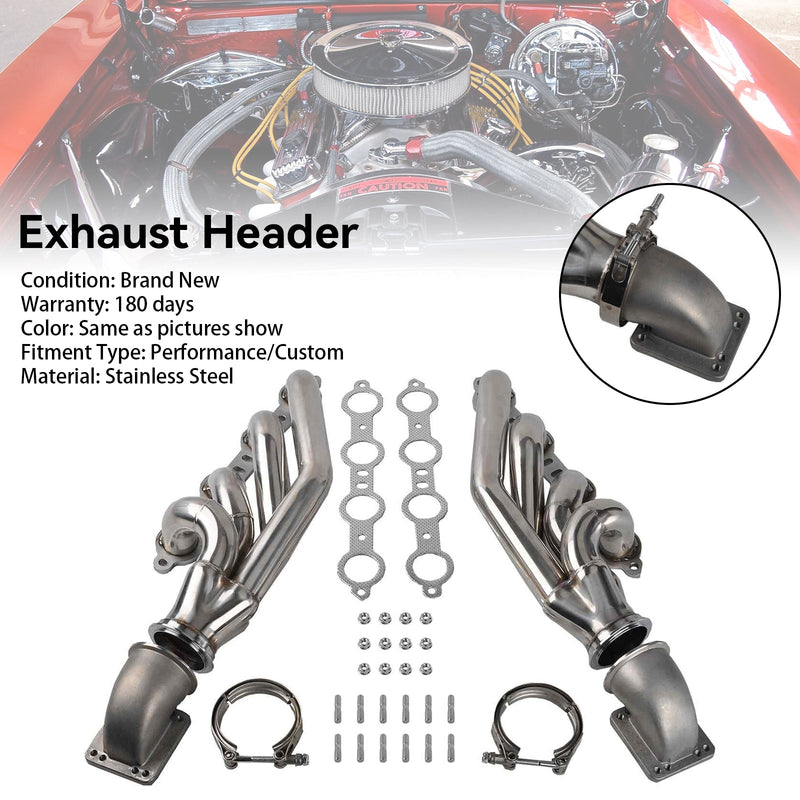 Turbo Exhaust Manifold Header Fit LS1 LS6 LSX V8 + Elbows T3 T4 to 3.0" V Band