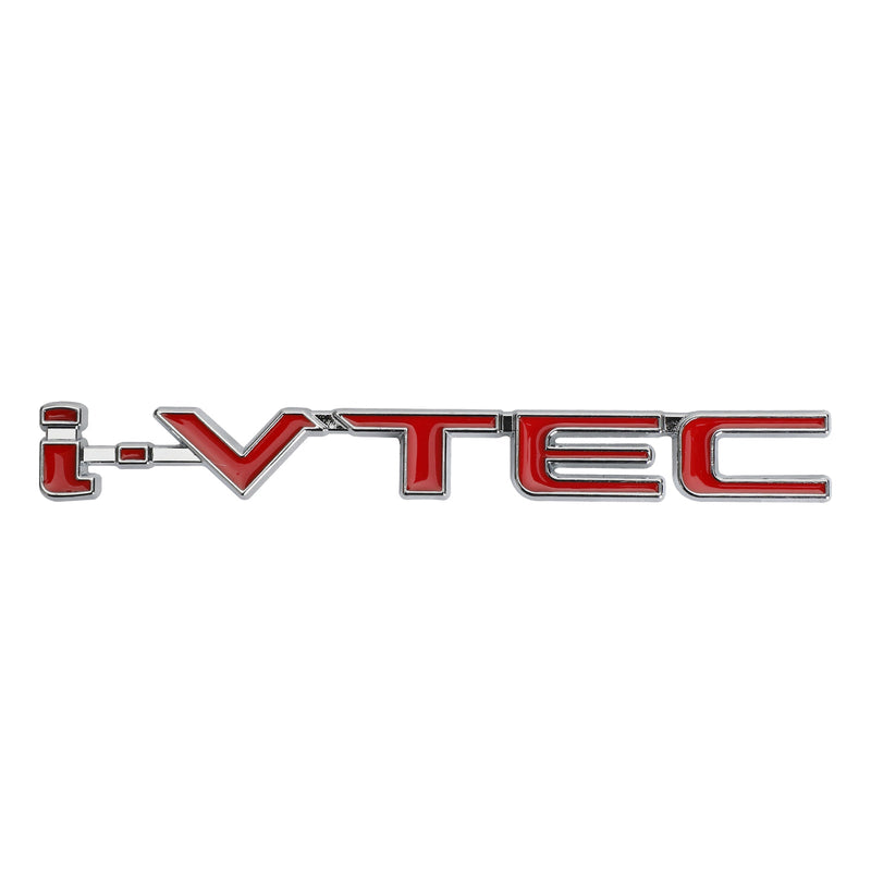 3D Metal i-VTEC Car Trunk Rear Turbo Fender Emblem Decal Badge Red & Sliver