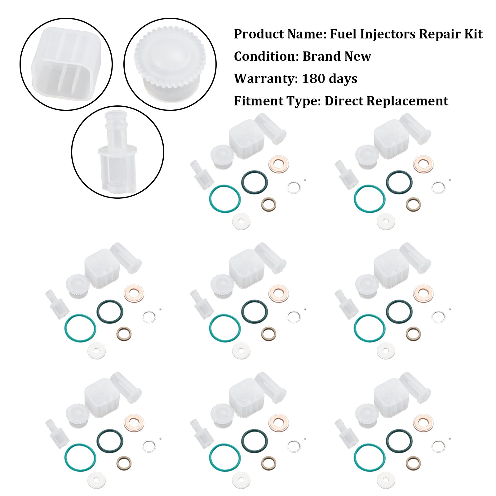 8PCS Fuel Injector Repair Kit Fit Chevy Fit GMC Duramax 6.6L 2004-2005 Diesel