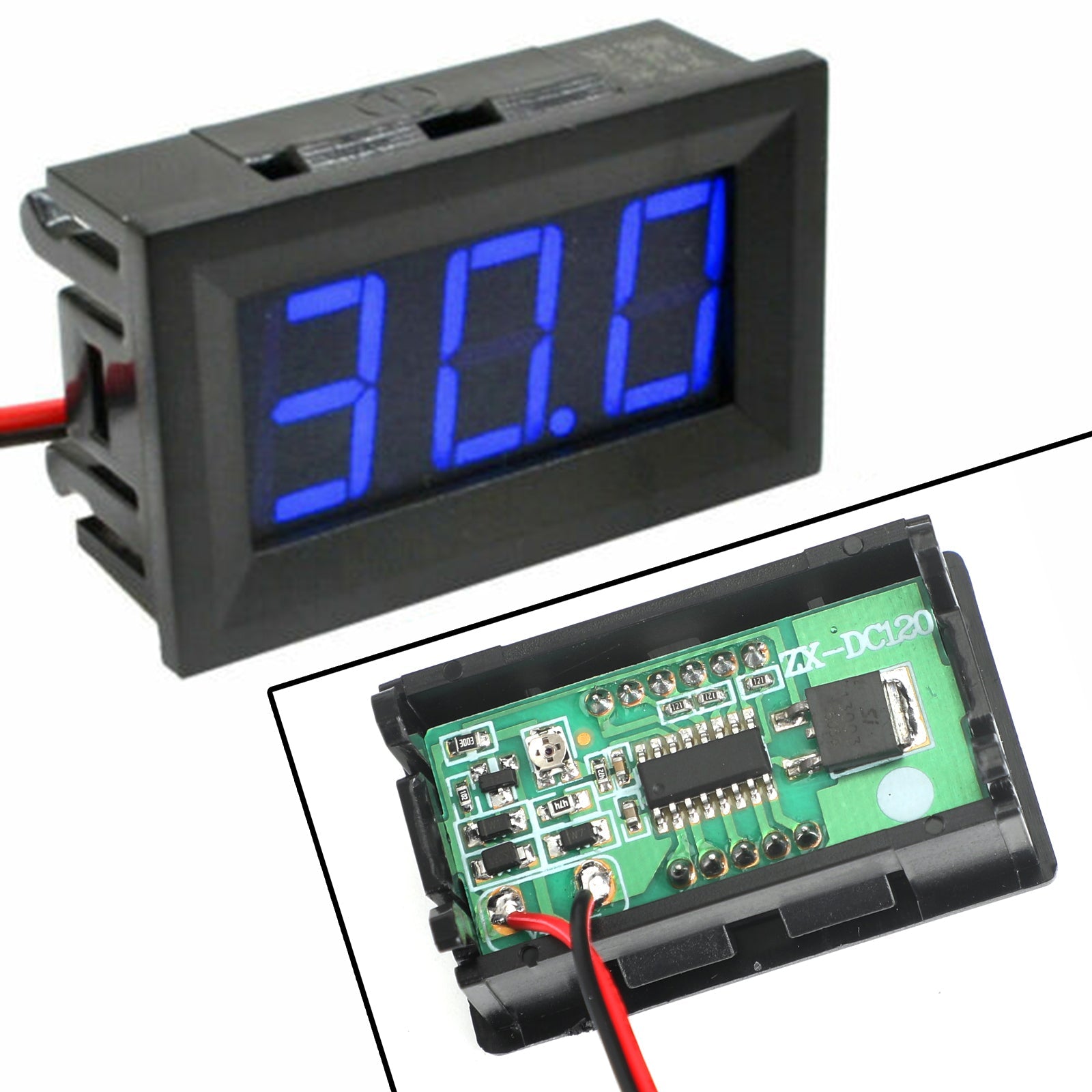 5Pcs Dc5-120V 0.56" 2 Wire Led Digital Display Panel Voltmeter Volt Tester