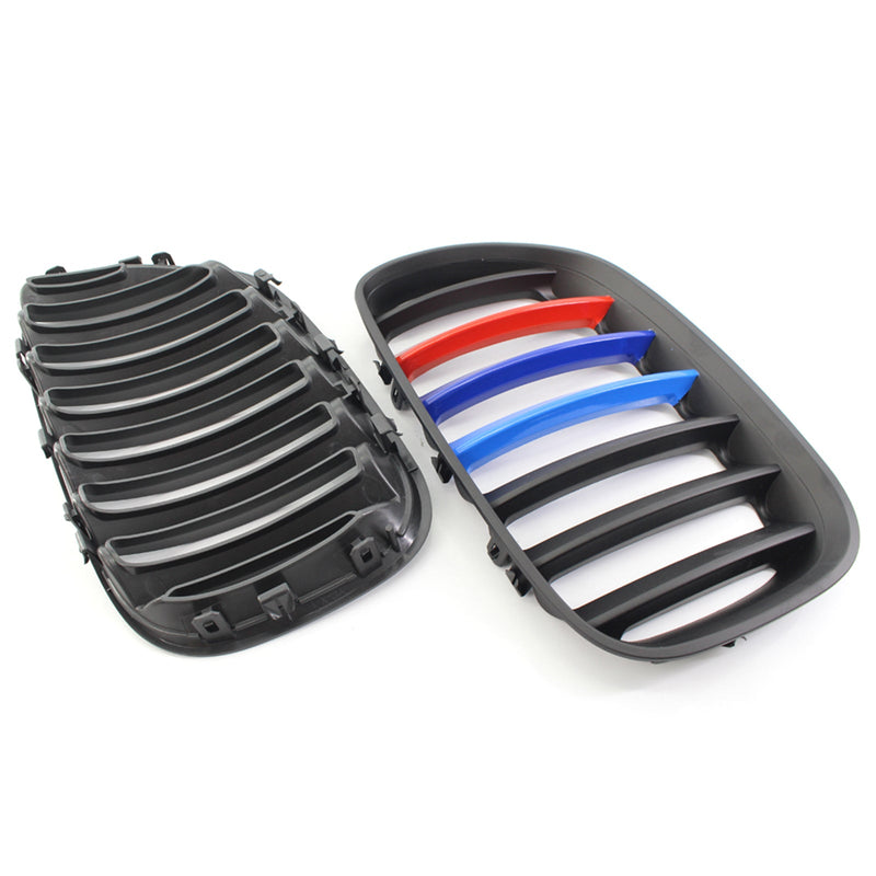 Rejilla frontal para parrilla de riñón compatible con BMW X5 E53 2004-2006 X Series, color negro mate, color M genérico