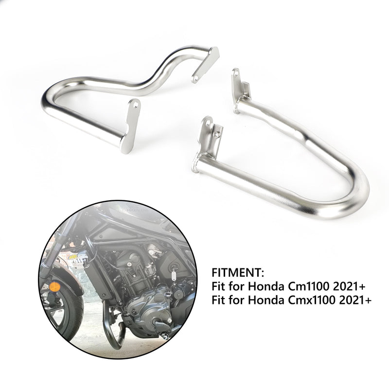 إطار حماية المحرك من قضبان التصادم باللون الفضي مناسب لسيارة Honda Cm 1100 Cmx 1100 2021+ Generic