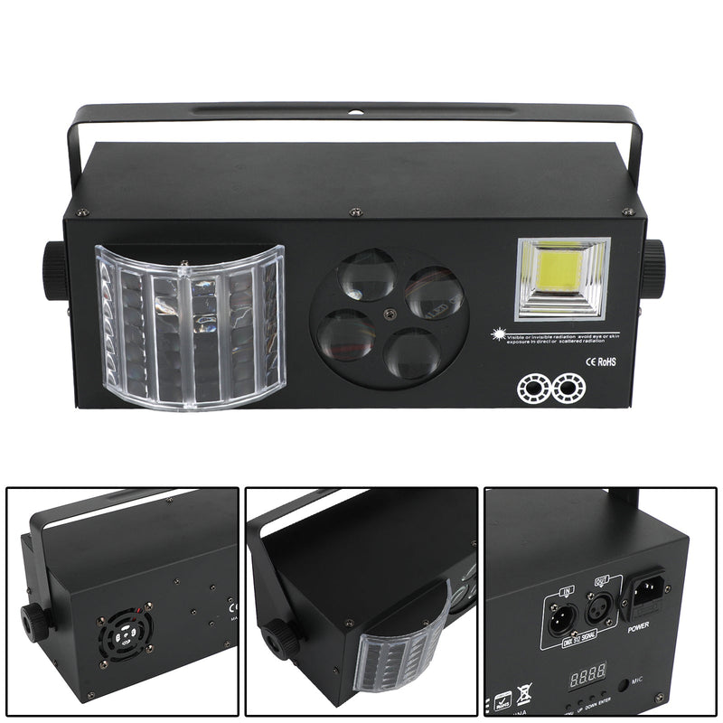 4In1 80W RGBW Patrón de luces estroboscópicas LED DMX DJ Disco Party Stage Light+Remote