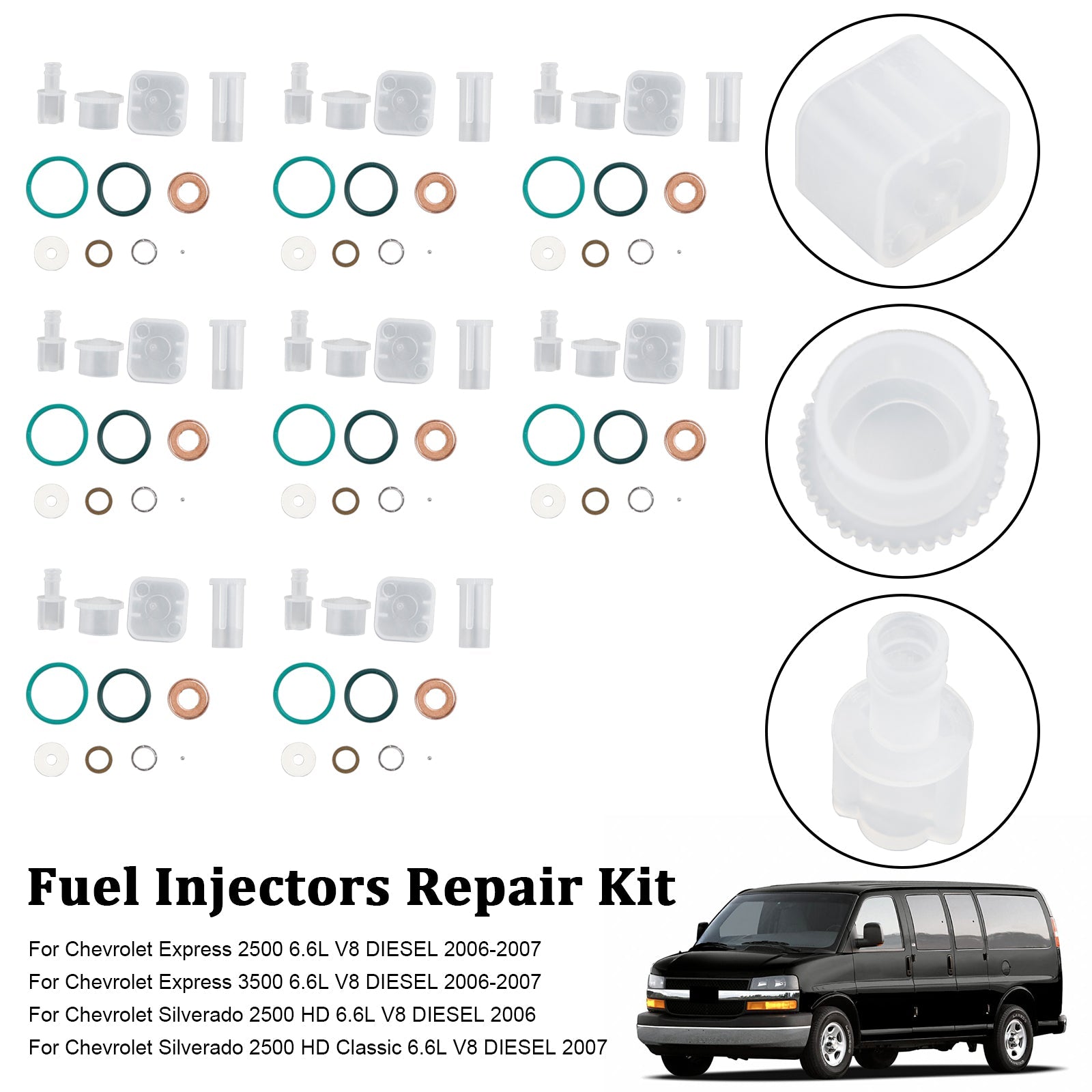 8PCS Fuel Injector Repair Kit Fit Chevy Fit GMC Duramax Hummer 6.6L 2006-2007