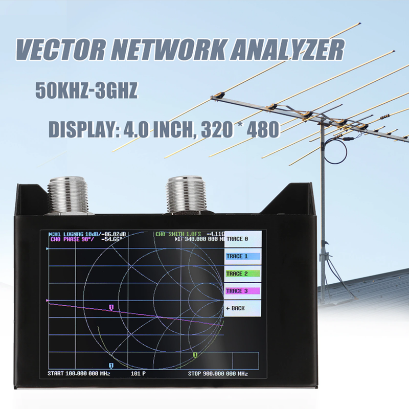 Analizador de red vectorial LCD SAA-2N NanoVNA V2 de 4,0 pulgadas, analizador de antena de 50KHz-3GHz