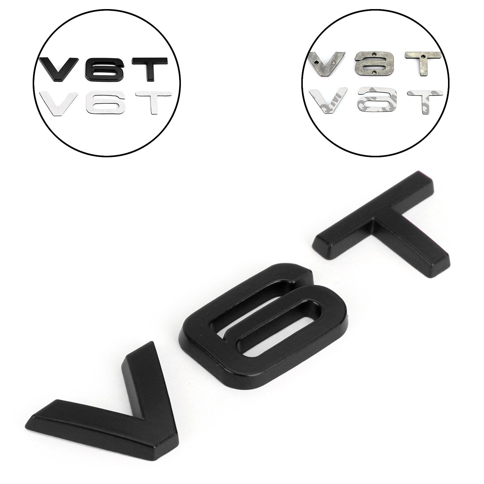 V6T Emblem Badge Fit For AUDI A1 A3 A4 A5 A6 A7 Q3 Q5 Q7 S6 S7 S8 S4 SQ5 Black Generic