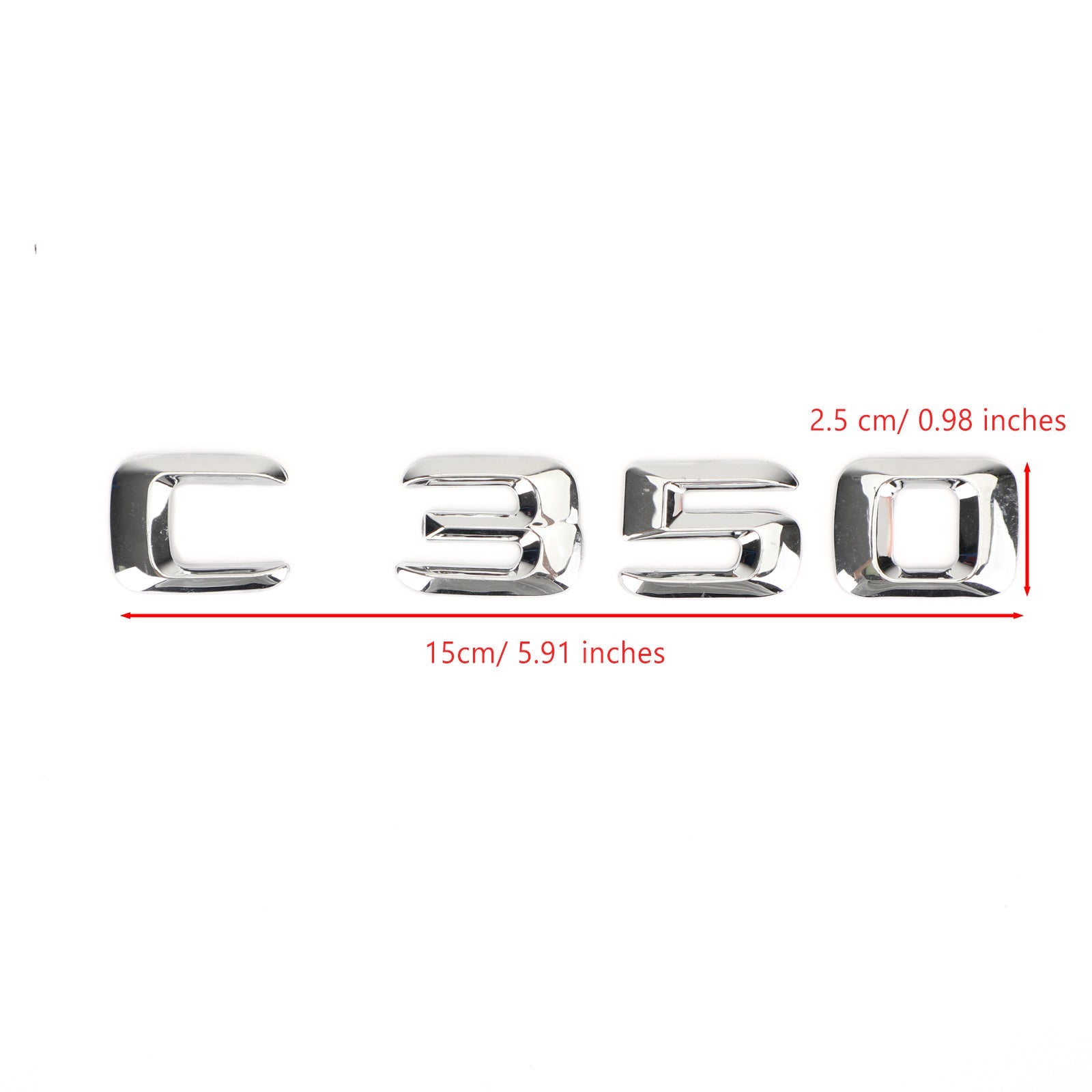 Insignia del emblema del maletero trasero Placa de identificación Calcomanía Letras Números Fit Mercedes C350 Chrome Generic