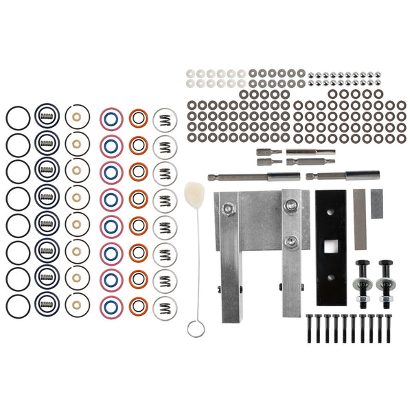 Kit de reconstrucción de inyector compatible con carrera de potencia de 7,3 L 94-03 con abrazadera de tornillo y resorte de herramientas