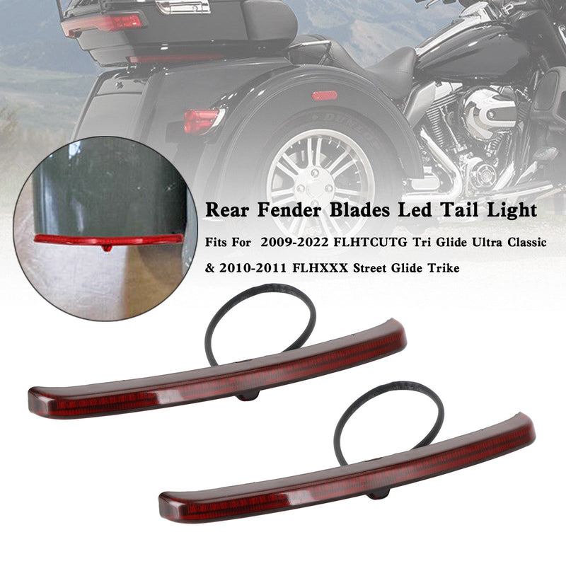 Touring Trike Glide 2009-2022 Cuchillas de guardabarros trasero Luz trasera LED