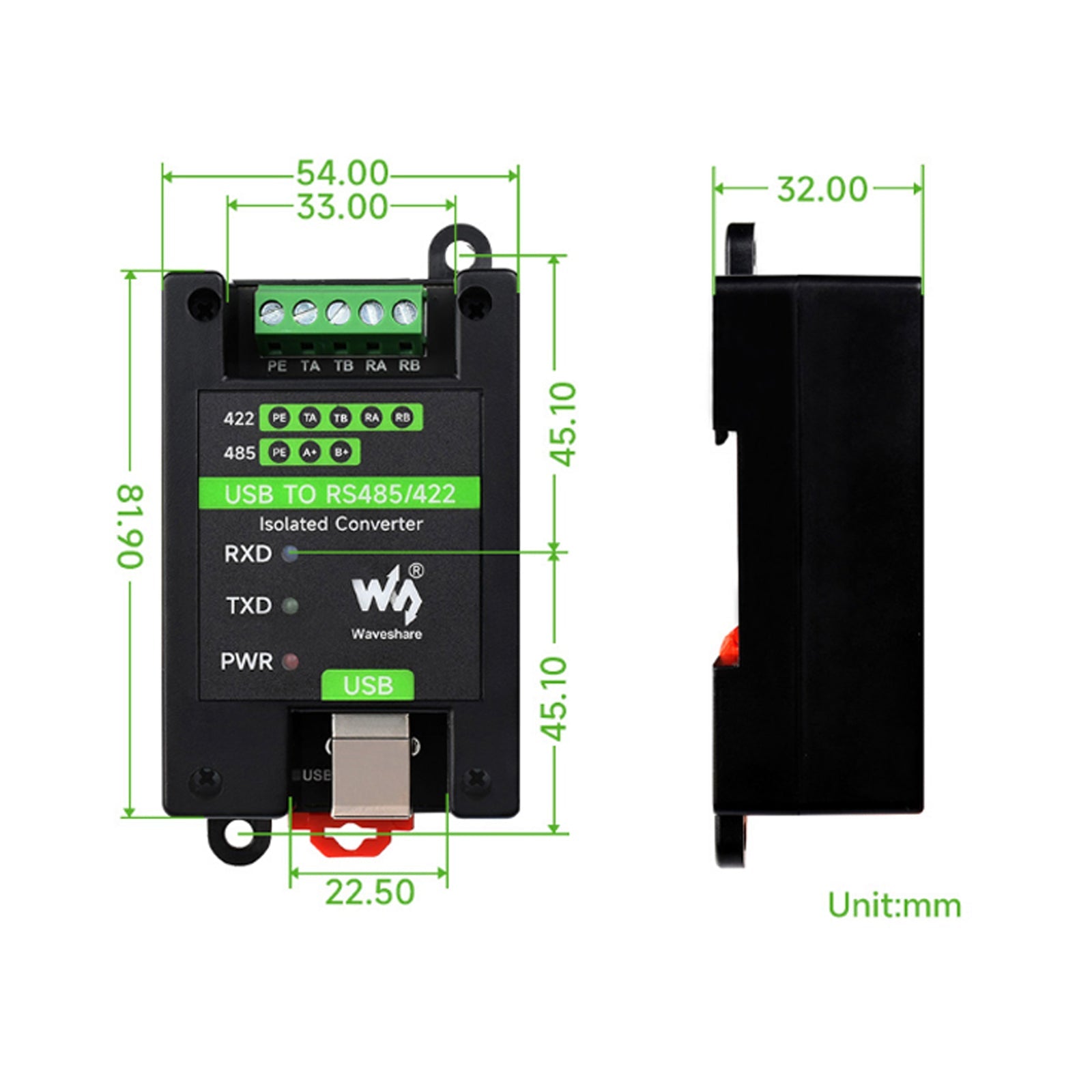 محول USB معزول من الدرجة الصناعية إلى دوائر حماية متعددة RS485/RS422