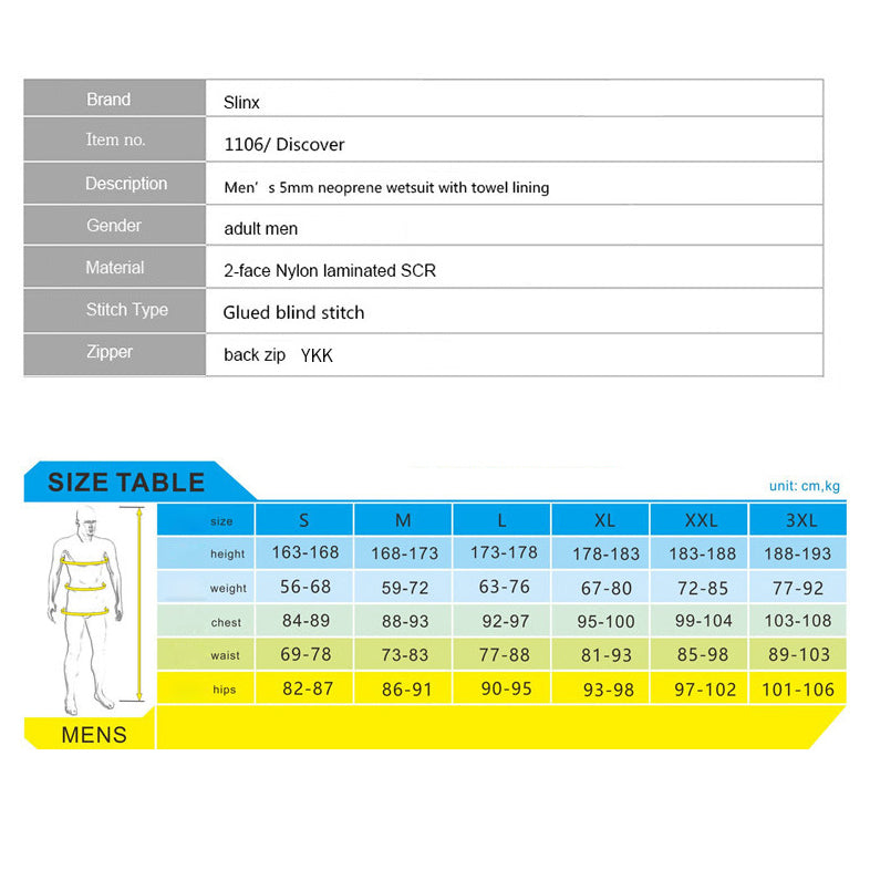 3MM الرجال النيوبرين بذلة ركوب الأمواج بدلة غطس كامل الجسم الغوص الترياتلون
